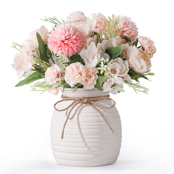 Artificial with Ceramic Vase, Faux Silk Peony & Bouquet