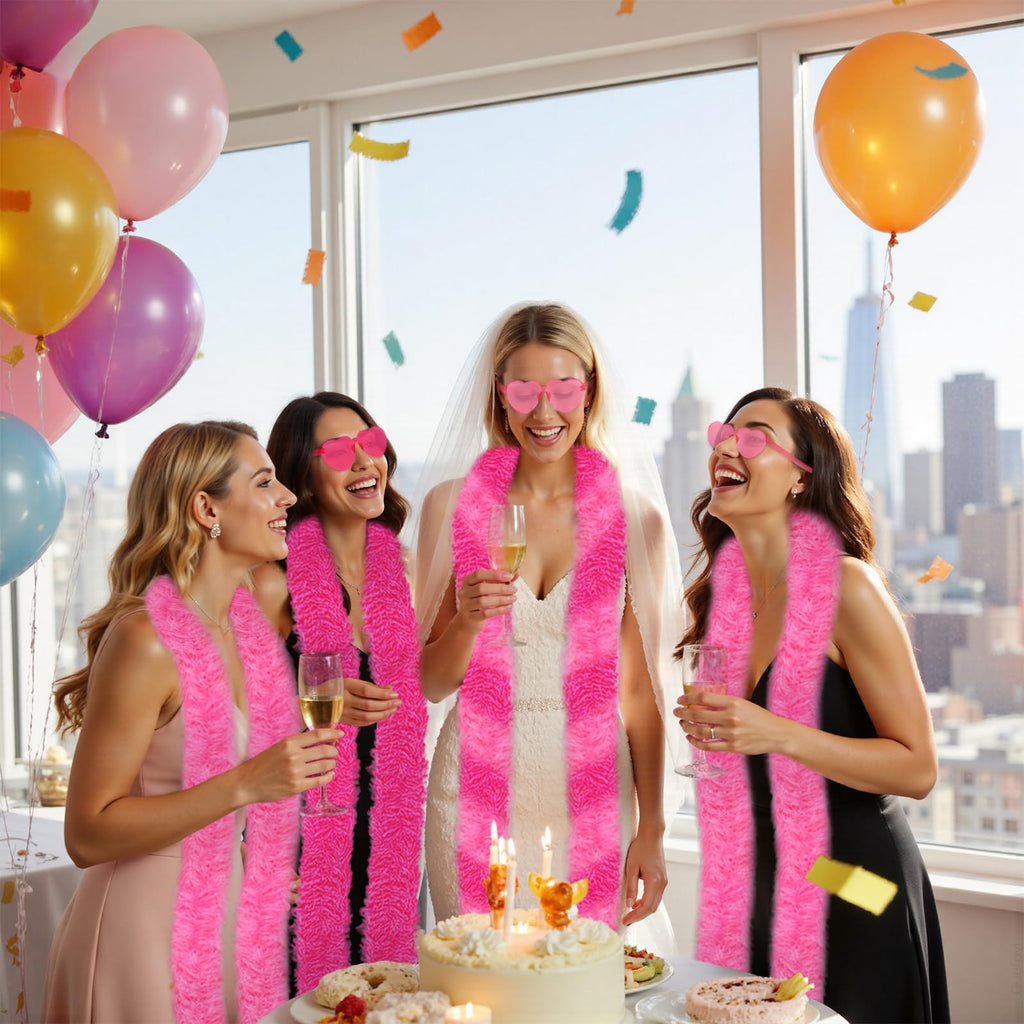 Pink Feather Boa 12PCS Feather Boas Party Pack (2m/6.6ft) Boa Sunglasses