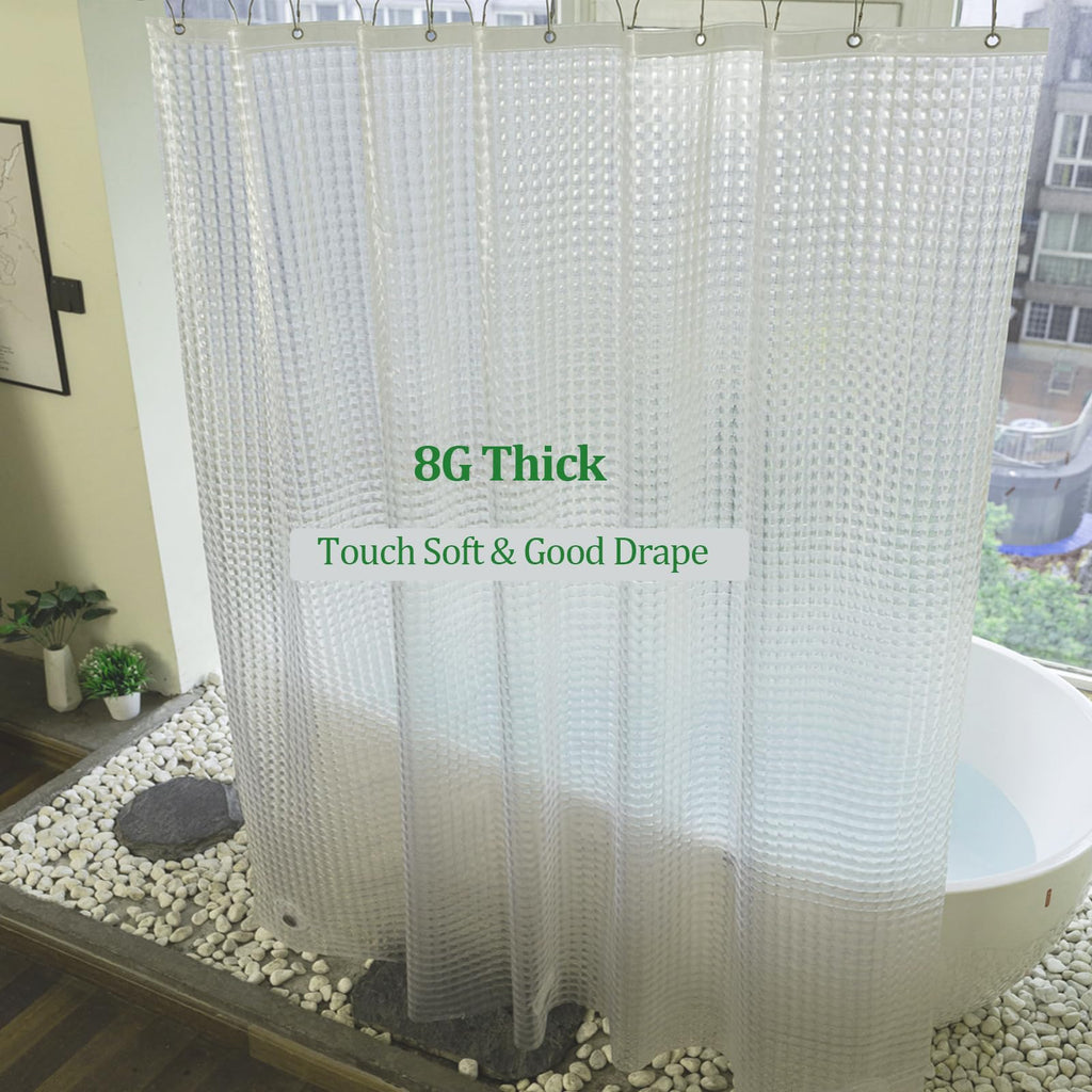 76 inch Long Shower Curtain Liner, EVA Heavy Duty Longer Bath Clear Shower Liner with 3 Strong Weighted Magnets, 100%