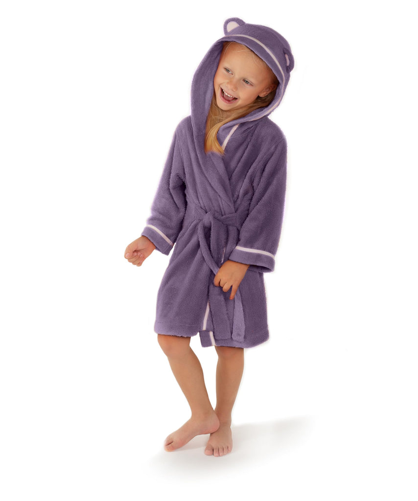 Premium Soft Toddler Bathrobe - Rayon from Bamboo Toddler Robe with Hood - Kids Boys & Girls Robe (2-3T, Purple)