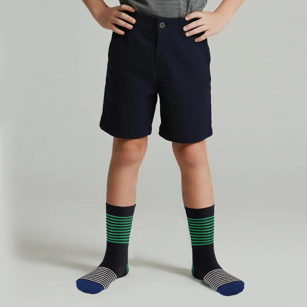 Kids Boys Crew Dress Socks Bright Colorful Stripes Design 5 Pack