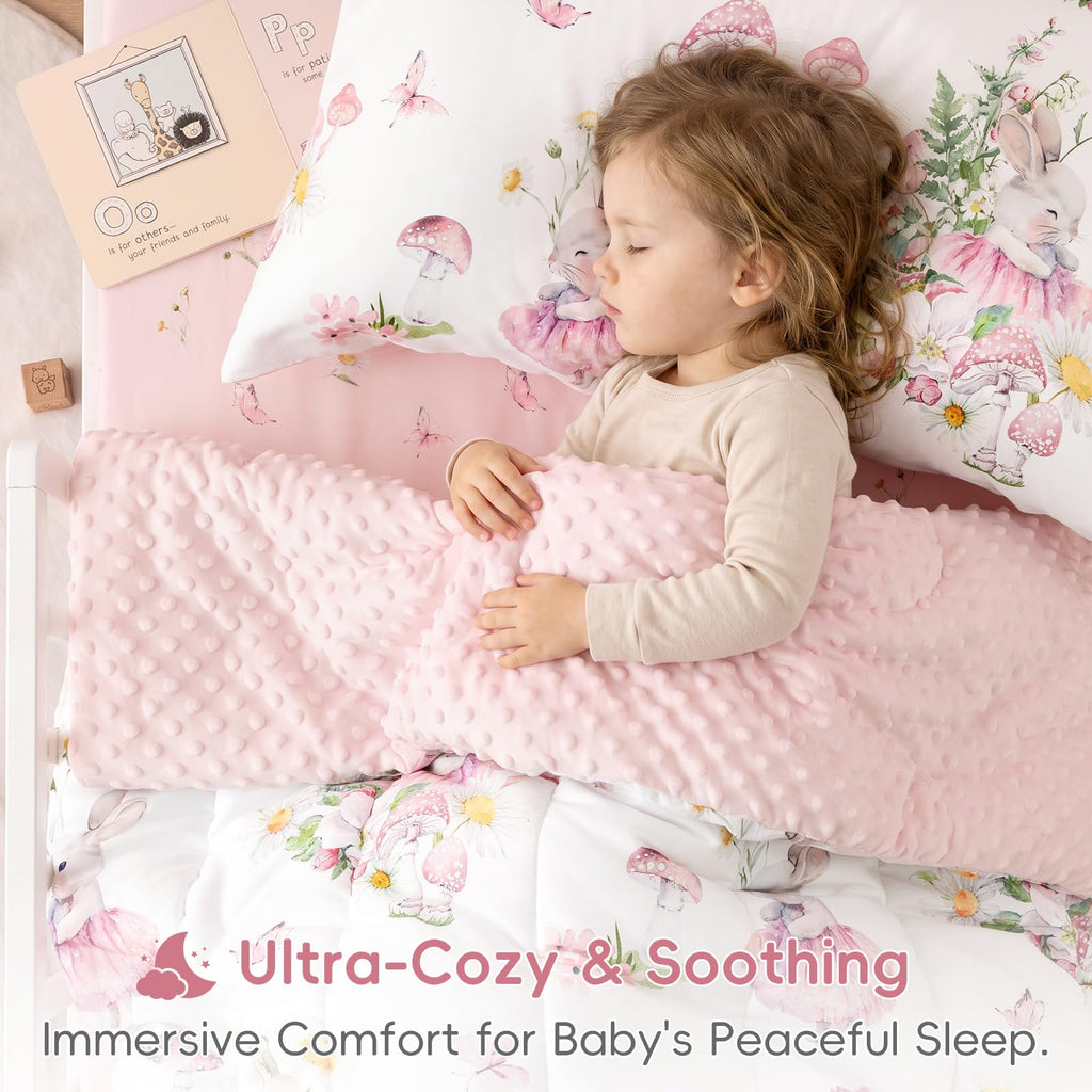 4 Piece Minky Toddler Bedding Set, Ultra Soft Skin-Friendly Soothing Minky Dot Toddler Comforter Set, Unique Pattern