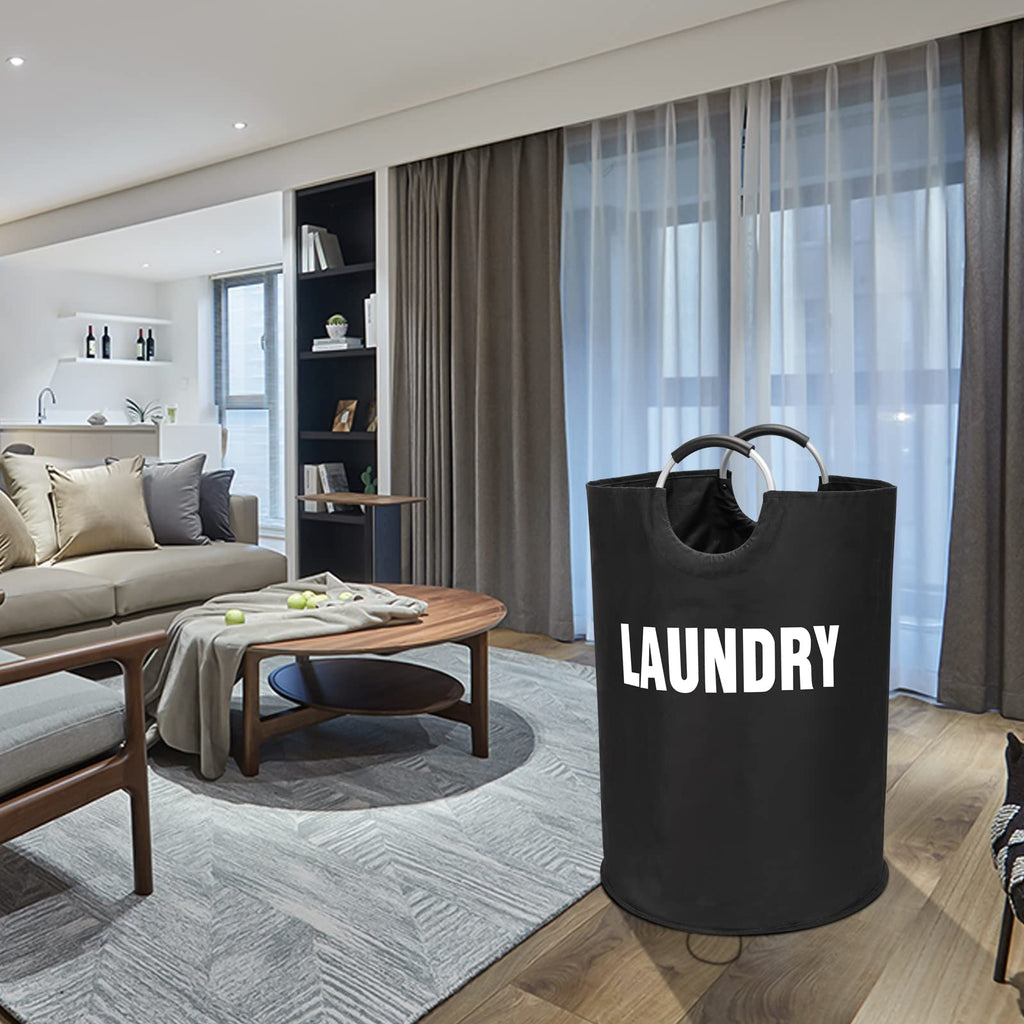 160L XX-Large Laundry Basket Bag, Collapsible Tall Hamper, Black
