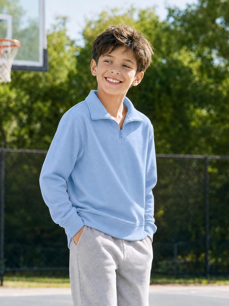 Boys Quarter Zip Sweatshirt Athletic Long Sleeve Pullover Tops