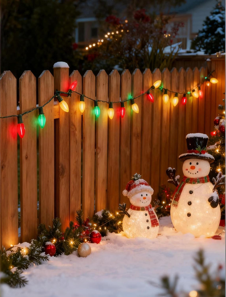 C7 LED Red White and Green Christmas Lights, 25Ft Outdoor Chritsmas String Lights Shatterproof with 27 LED Clear