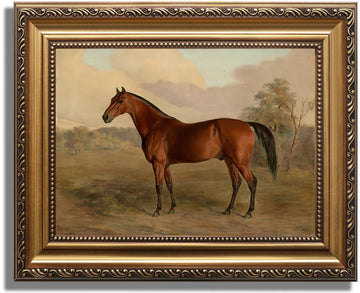 Vintage Gold Framed Horse Canvas Wall Art Farmhouse Animals Picture
