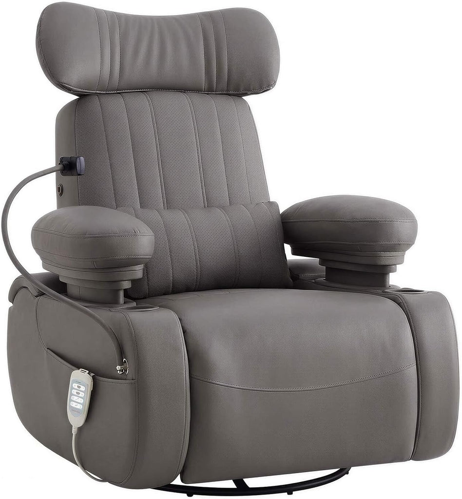 Lullapod Max Power Nursery Rocking Chair with Electric Armrests | Independent Electric Recline & Footrest, Swivel