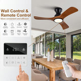 36 inch Flush Mount Ceiling Fans with Lights,Remote Control,Wall Switch,Solid Wood Blades,Dimmable,Reversible,Noiseless, Low Profile Black Ceiling Fan for Bedroom Patio Indoor/Outdoor A600-B0FKZB9PM6