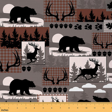 Rustic Plaid Framed Canvas Wall Art Lodge Cabin Bear Wall Decor Country Elk Moose Pictures for Room Office Wall