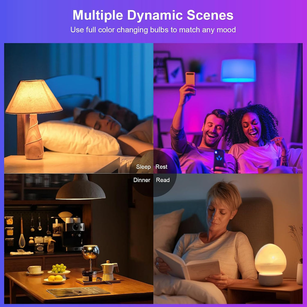 Smart Light Bulbs - Led Dimmible Color Changing Light Bulb Works with Bluetooth Music Sync - A19 RGB Lightbulb