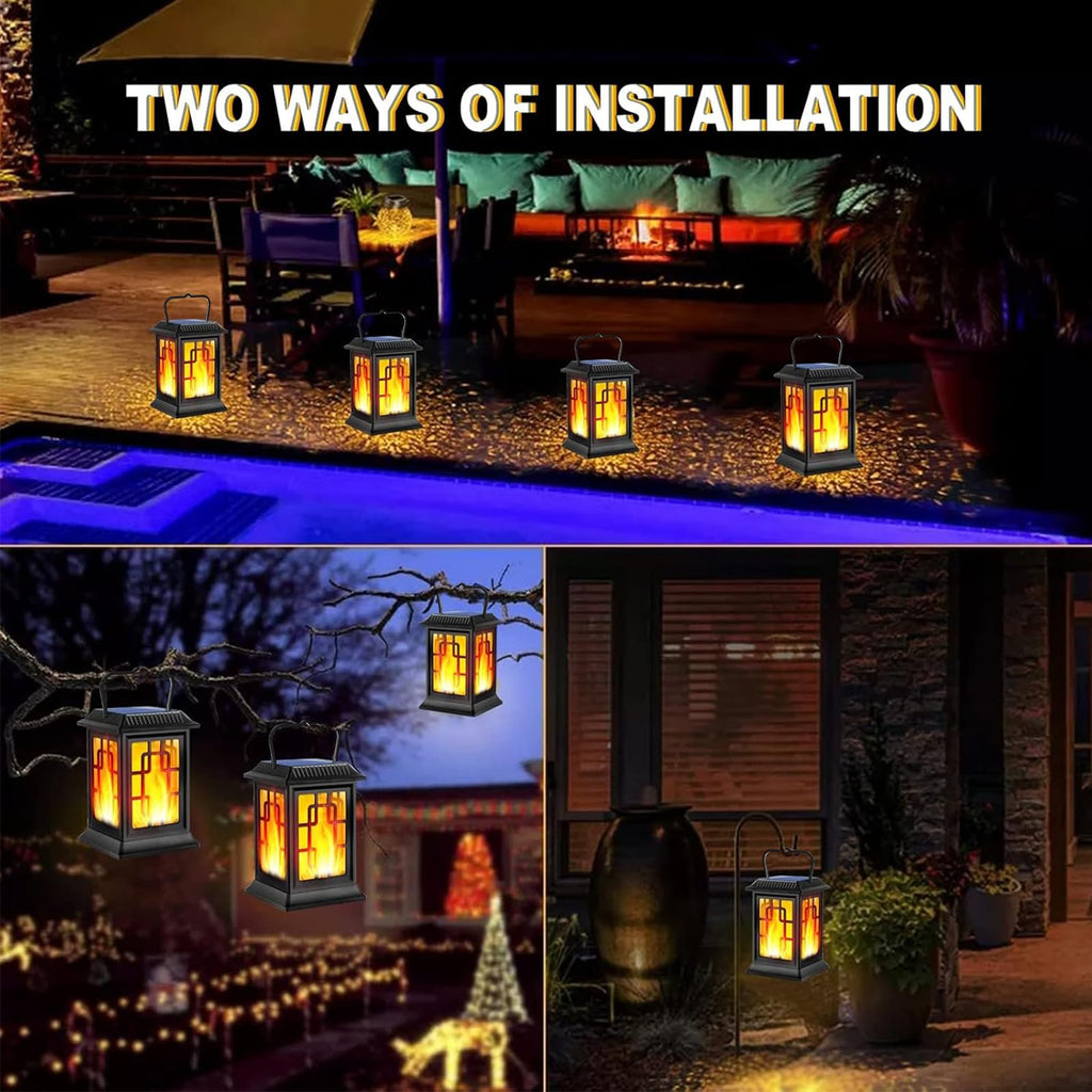 Solar Lantern Outdoor Flickering Flame Hanging Solar Lights