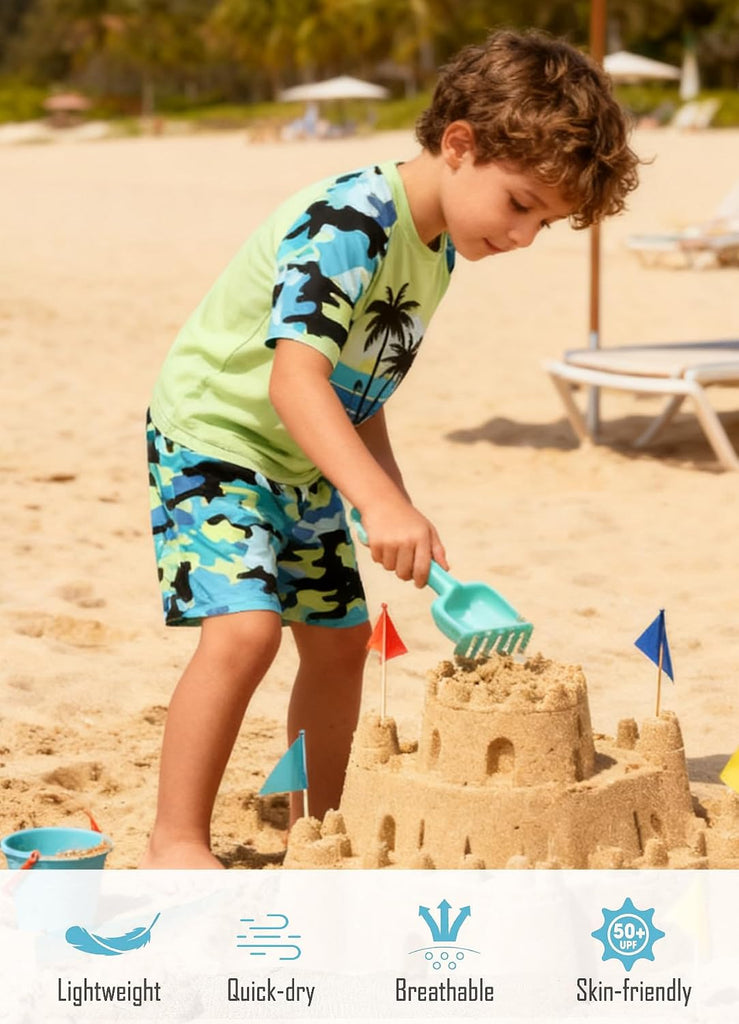 Boys Swim Set Rash Guard Swimsuits Two Piece