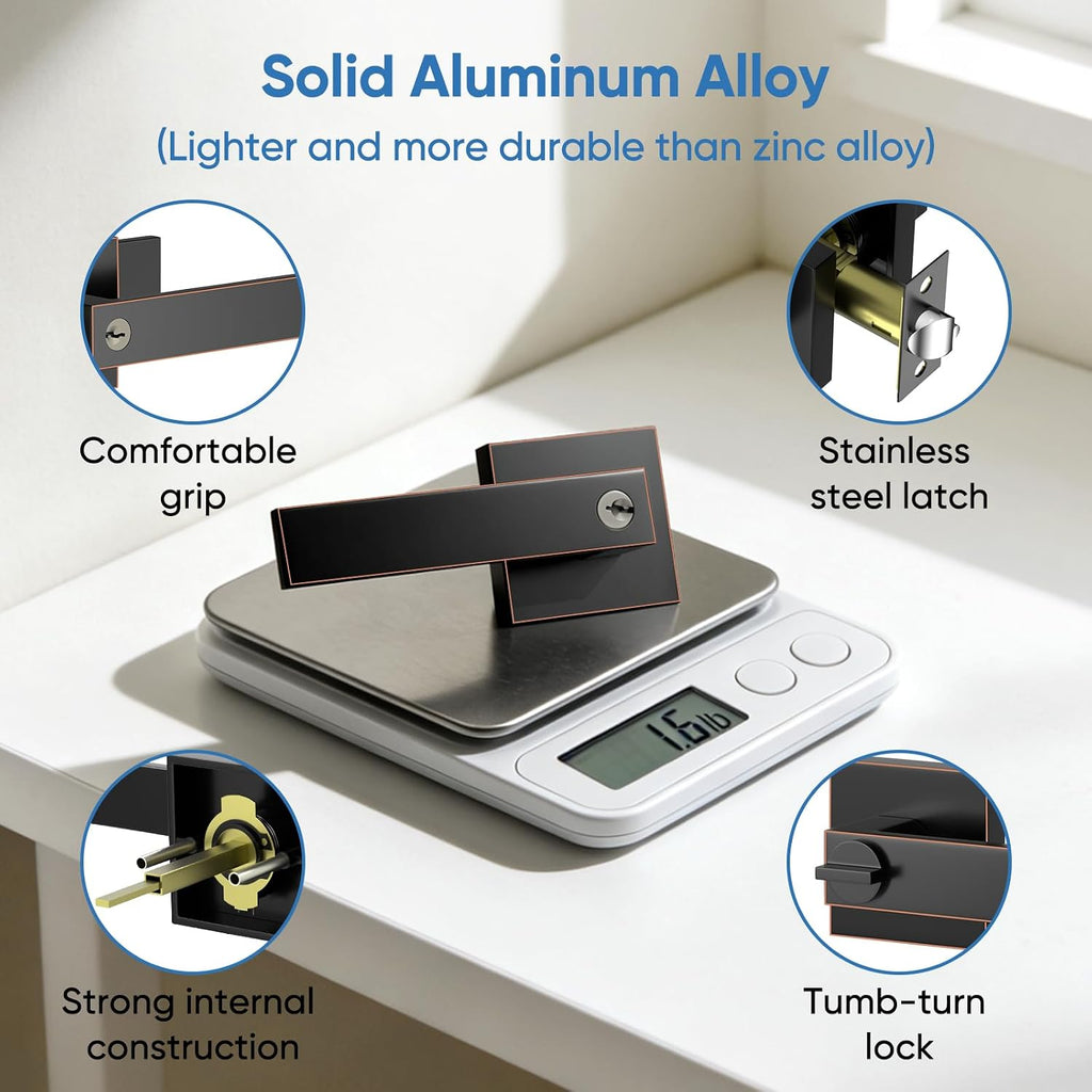 Exterior Door Handle, Front Door Locks with Key, Keyed Alike Door Lock Set and Rental, Exterior Door Knob for Entry