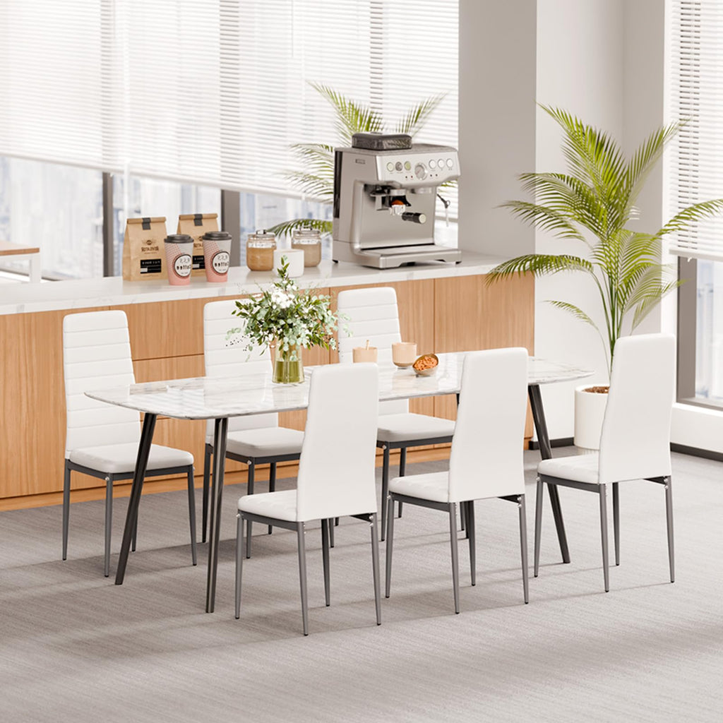 Modern Dining Room Accent Chairs Set of 4, Upholstered Leather Side Chair, Space-Saving Kitchen Chair with Thick