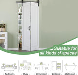 72" x 84" 1 Panel Bifold Barn Door, 80" Track Kit for 4 Closet Doors, Pre-Assembled Panel Bi-fold Ba