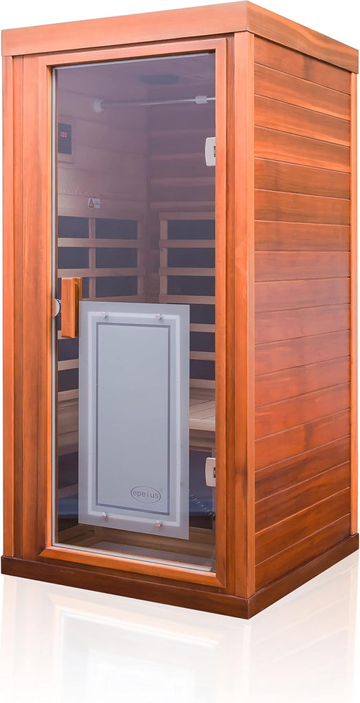 Red Cedar Infrared Sauna 1 Person Low EMF Far Infrared Saunas for Home, 1350 watt Indoor Personal Sauna Room with 2 Bluetooth Speakers, 1 LED Reading Lamp A129-B0B244J4NW