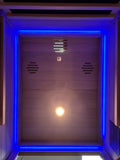 Indoor Infrared Hemlock & Okoume 1100W 1-Person MINI Sauna with LED Lights, Bluetooth Speakers