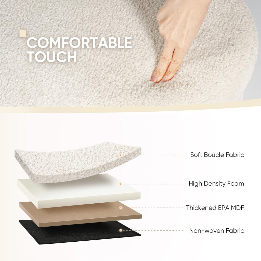 43.3" Sherpa Ottoman with Storage, Cream White