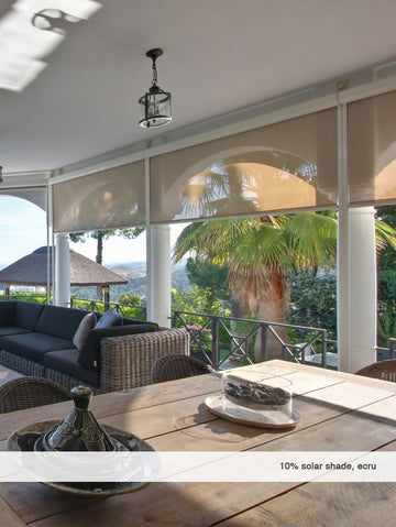 Custom Cordless Solar Shades 10 Percent Openness, Ivory