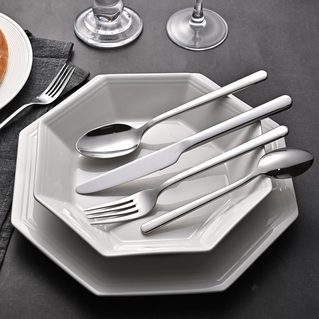 20-Piece Forged Silverware Set for 4, 18/10 Stainless Steel Mirror Finish