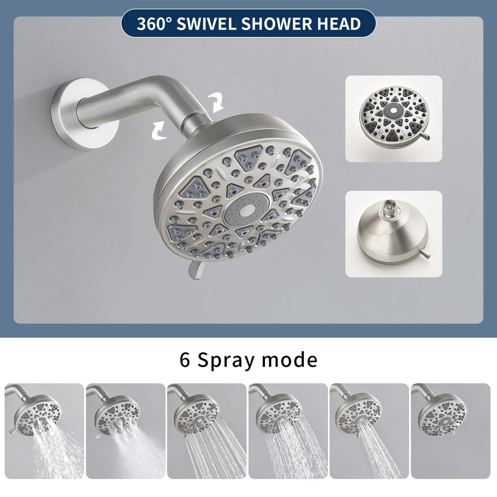 Tub Shower Faucet Combo Set Brushed Nickel Bathtub Faucet Set Shower System with Tub Spout Shower Tub Kit Shower
