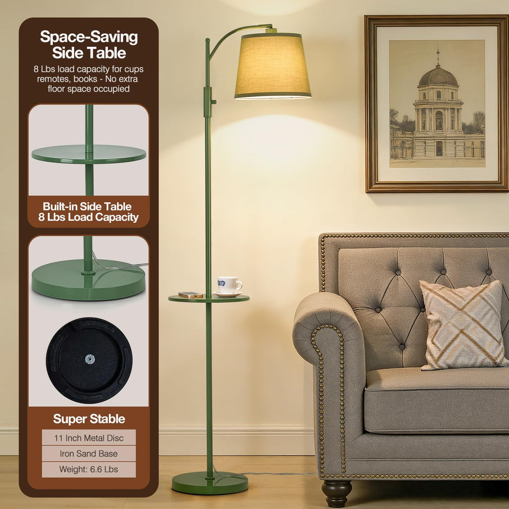 Smart Floor Lamp with Side Table, Alexa & Google Assistant