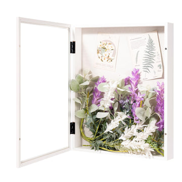 16x20 Shadow Box Wood Picture Frame, 2.16 Deep, Real Glass, White