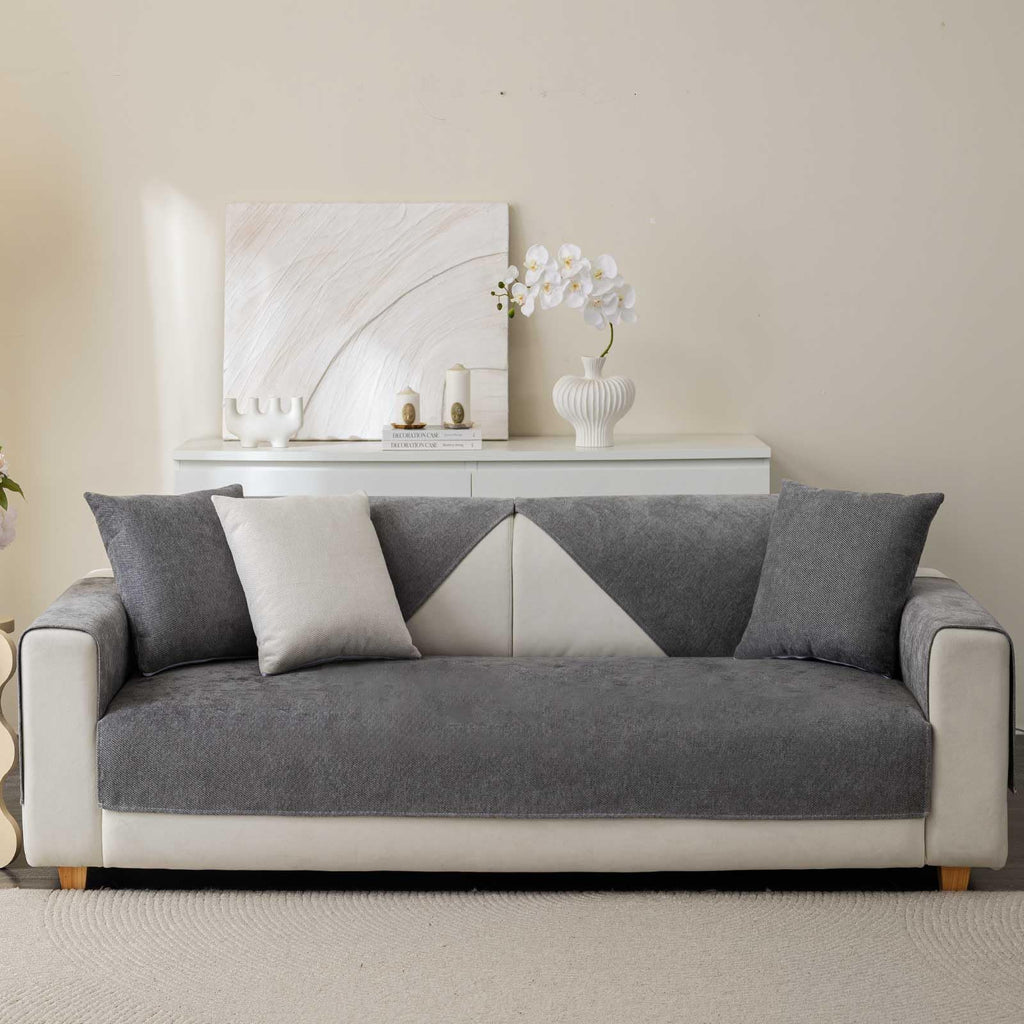 Soft Plush Couch Cover Washable, Non Slip Pluffy Sectional Sofa Covers for 3 Cushion Couch Sofa L Sharped Sofa