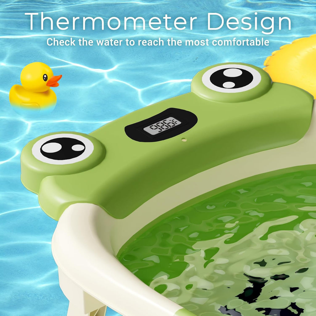 Baby Bathtub, Collapsible Newborn Bathtub for Infant to Toddler with Soft Cushion and Thermometer,Portable Travel