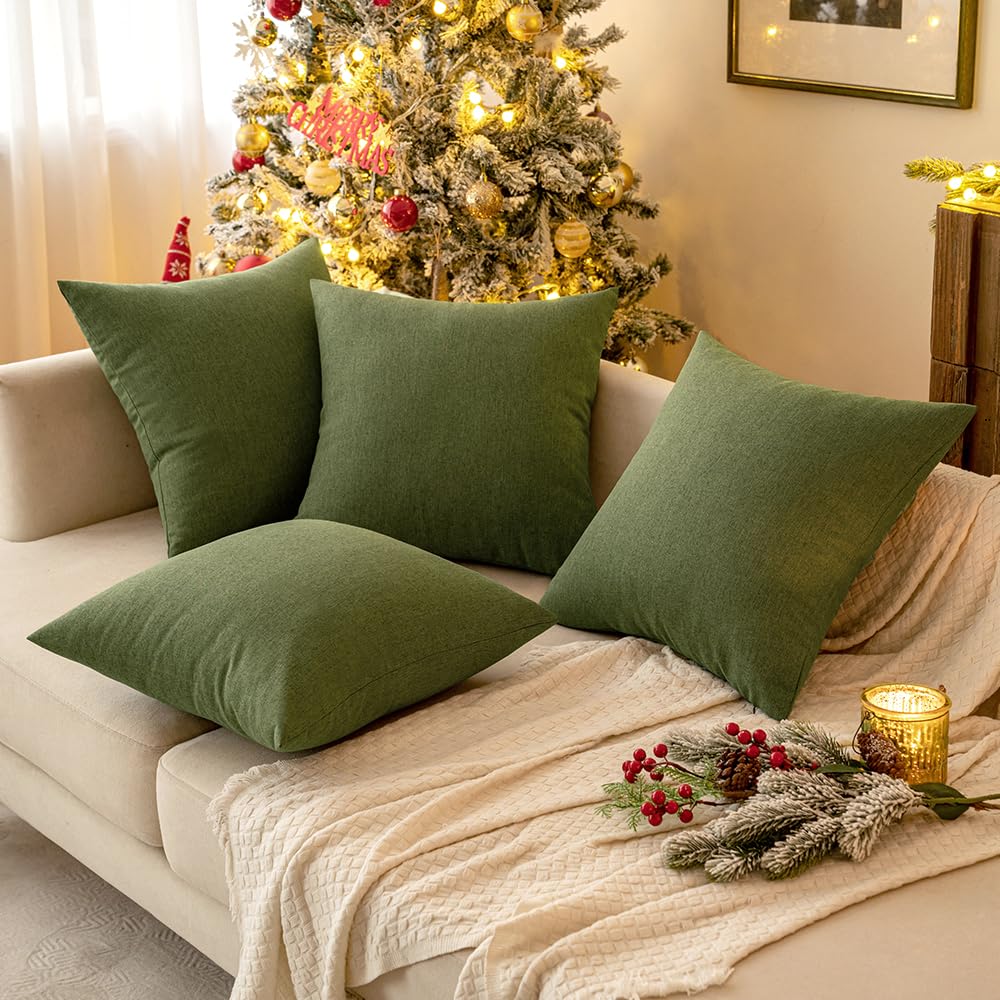 Decorative Outdoor Pillow Covers Christmas Lumbar 12x20 Dark Green