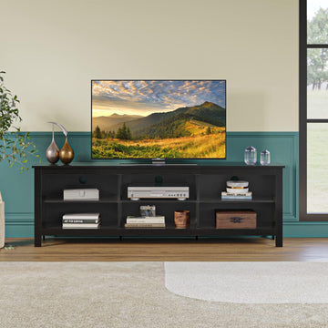 TV Stand, Moden 6 Cubby TV Stand for 75 inch TV, Farmhouse Television Stands Entertainment Center Media Stand with