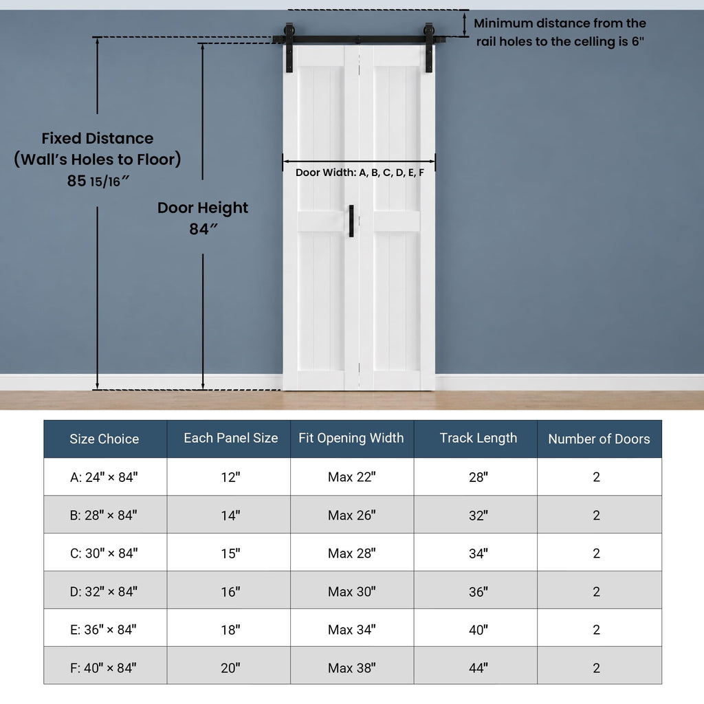 36" x 84" H-Shape Bifold Barn Door with Hardware Kits