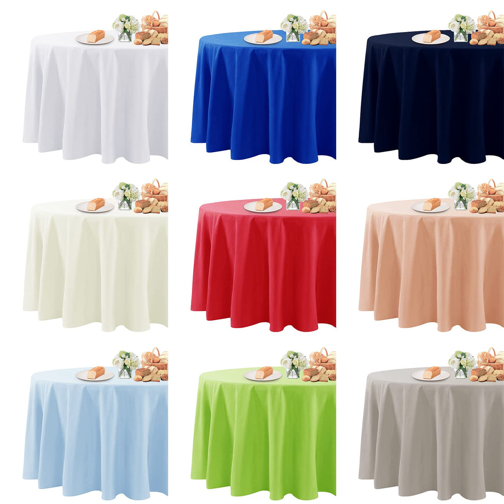 12 Pack Waterproof Round Tablecloth, 132 Inch, Stain Resistant and Wrinkle Polyester Table Cloth, Fabric Table Cover