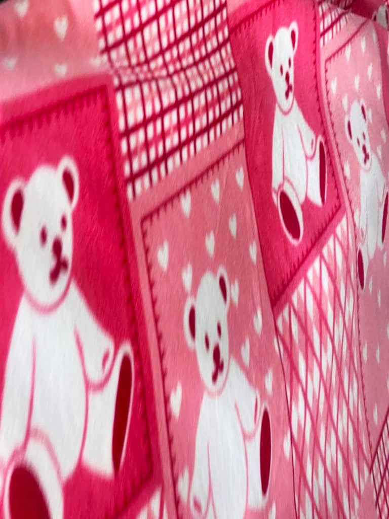 Teddy Bear Fuchsia Blocks Anti Pill Animal Theme Fleece Fabric, 60" Inches Wide - Sold By The Yard (FB)