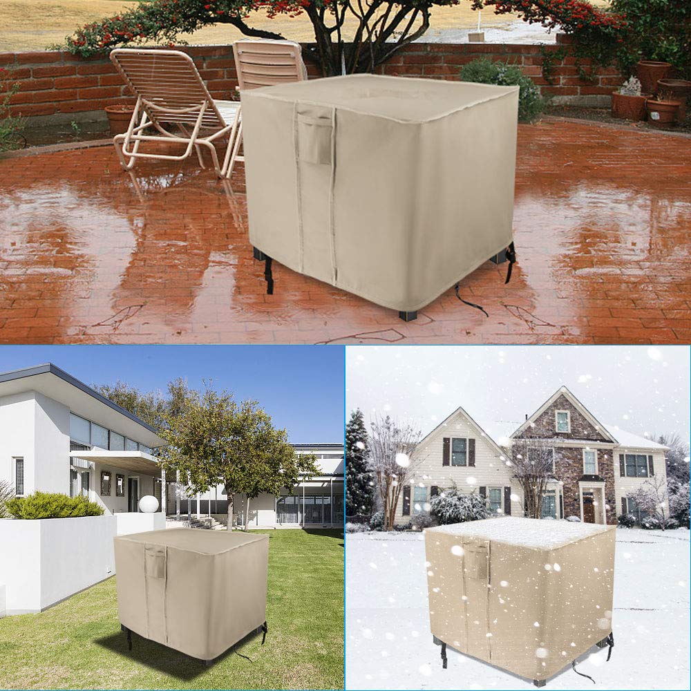 Fire Pit Cover, 32 inch Outdoor fire pit cover square Beige