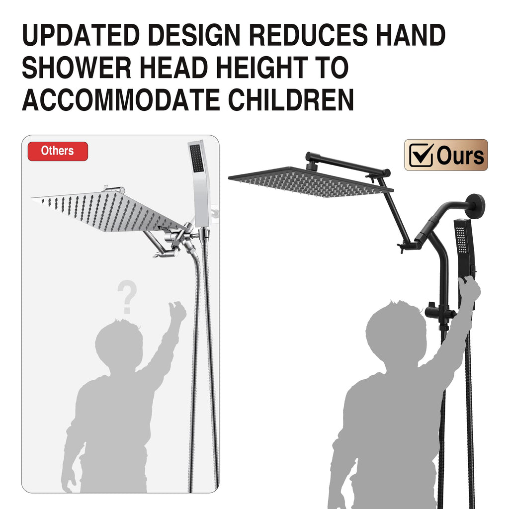 All Metal 10" Luxurious Rain Shower Head with Handheld Spray, Power Jet