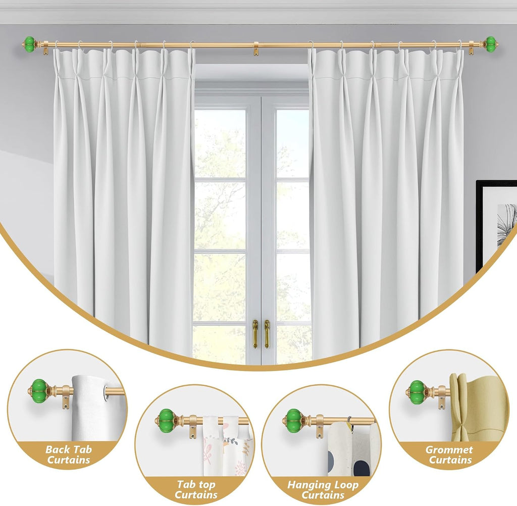 Ceramic Curtain Rods for Windows,1 Inch Adjustable Telescoping Drapery Rod Heavy Duty Window Treatment