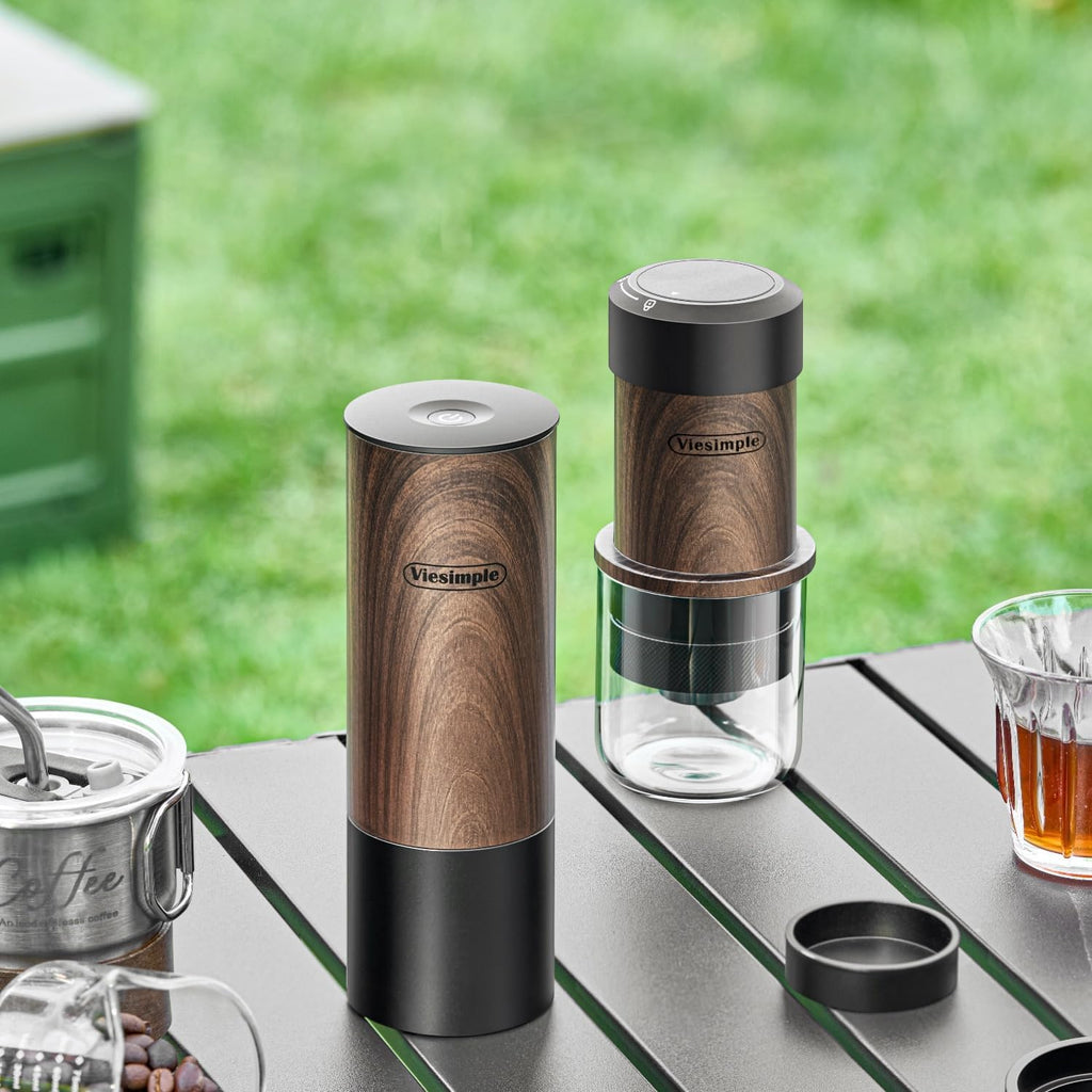 V2 Portable Electric Burr Coffee Grinder, 30 Settings, Walnut | 60% smaller body with one-touch auto-stop and