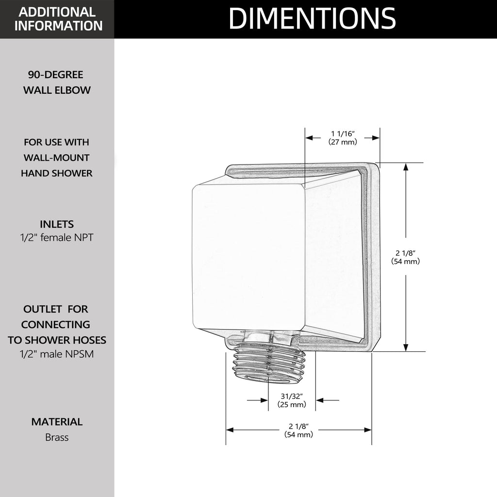 Square Wall Elbow for Hand Held Shower, Venetian Bronze