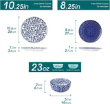 SELENE Plates and Bowls Set for 4, 12 Pieces Dinnerware Sets, Mircowave and Dishwasher Safe Dishes Set