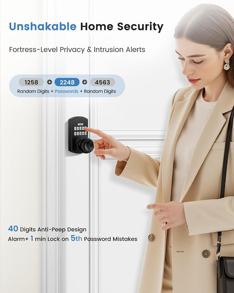 Smart Door Knob with Keypad Keyless Entry Electronic Lock for Front Door