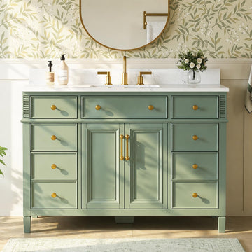 48" Bathroom Vanity with Sink, Fully Assembled, Sea Green