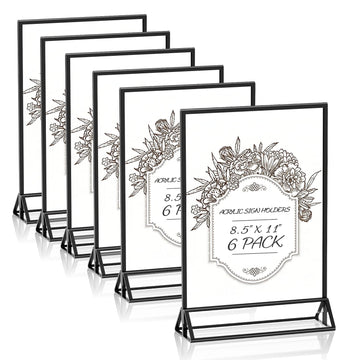 Acrylic Sign Holder 8.5x11 Double-Sided Black Picture Frames Clear Sign Holder for Flyer Holder Menu Holder Wedding