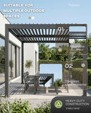 Louvered Pergola, 5x8 FT Outdoor Pergola with Adjustable Roof and Drainage System