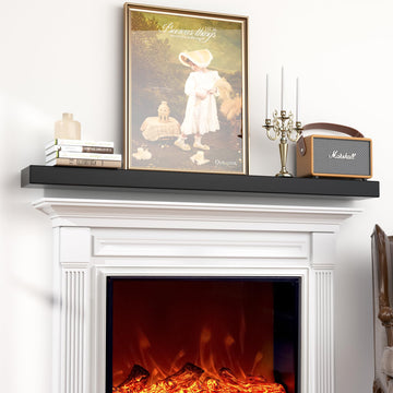 Fireplace Mantel Shelf 36 Inch, Handcrafted Floating Mantel Shelf for Over Fireplace, Black Wall Mounted Shelf with