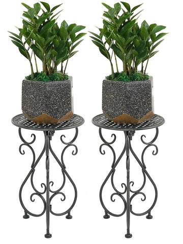 Metal Plant Stands 2 Pack, Heavy Duty Plant Pedestal 17" Tall, Single Flower Pot Holder for Indoor, Outdoor, Patio