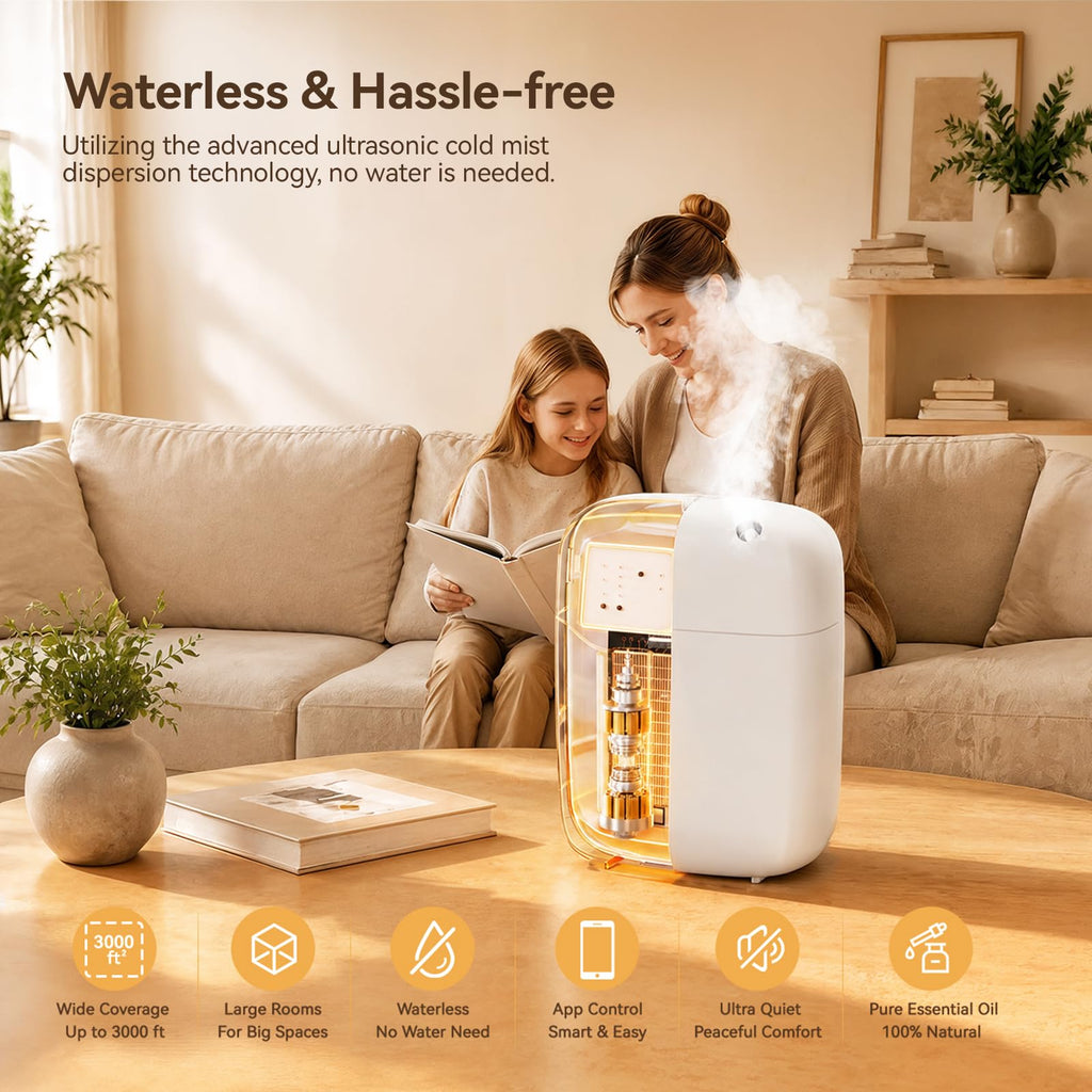Waterless Essential Oil Diffuser with Bluetooth App Control
