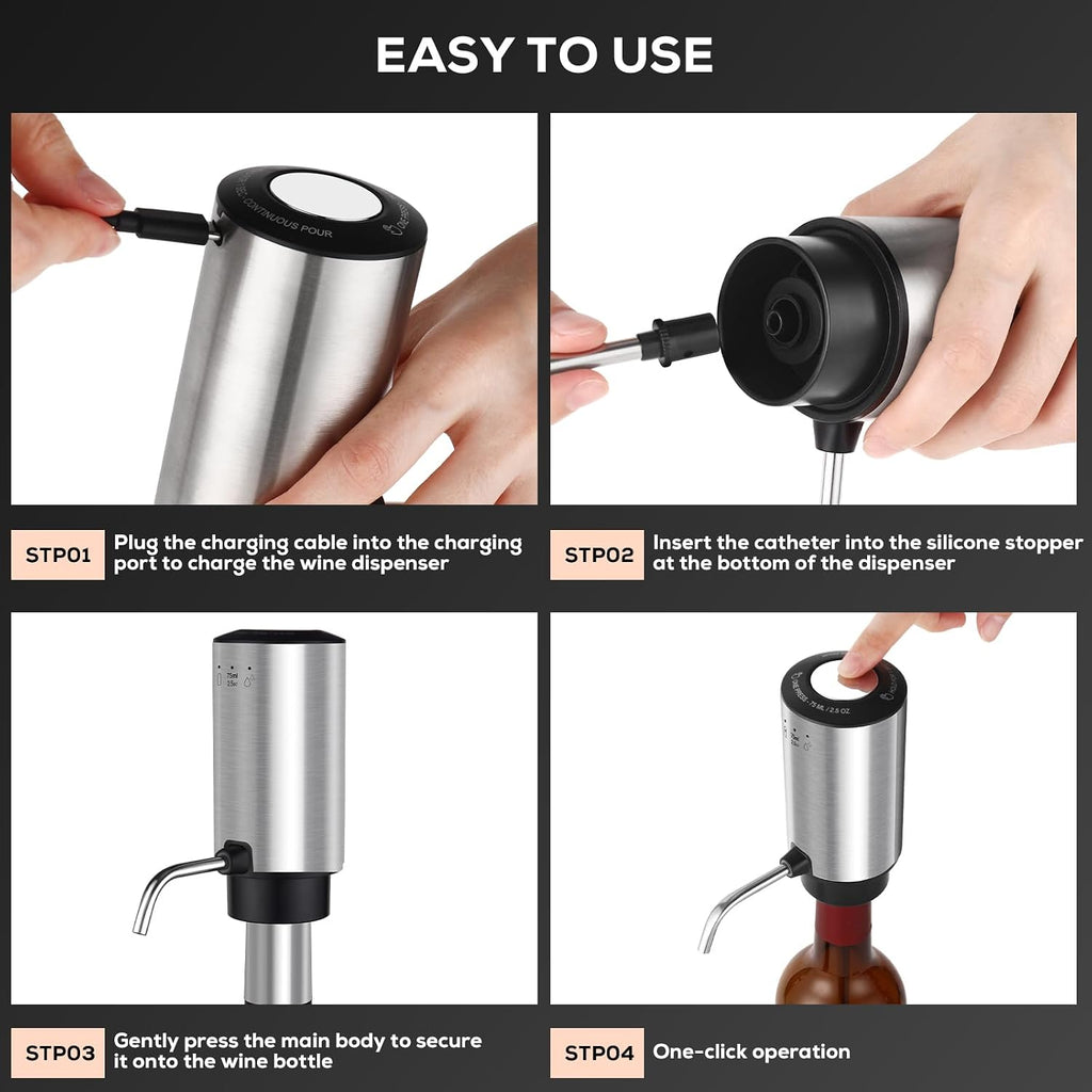 Electric Wine Aerator 3-in-1 Automatic Wine Decanter & Dispenser