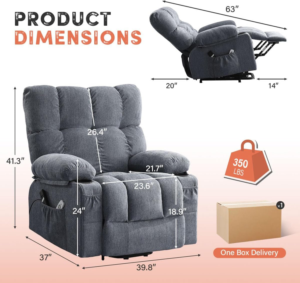 Power Lift Recliner Chair with Massage and Heat for Elderly
