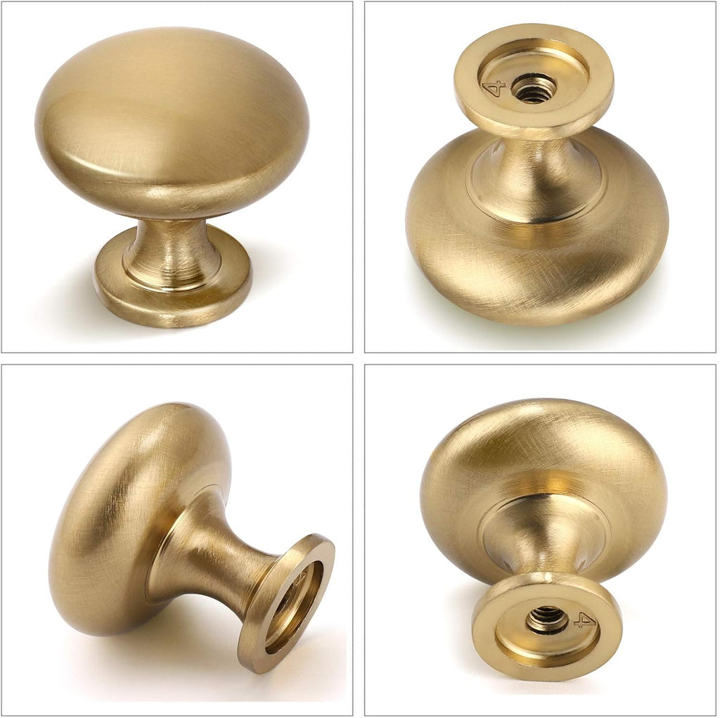 10 Pack Solid Drawer Knob Warm Gold Kitchen Cabinet Knob Champagne Bronze,Euro Style Dresser Knob Antique Brass